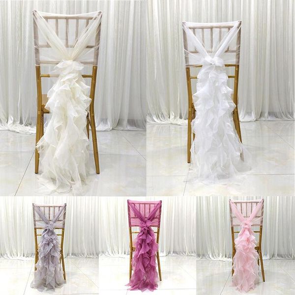 

wedding chair back decoration lotus leaf chiffon cover el banquet seat covers