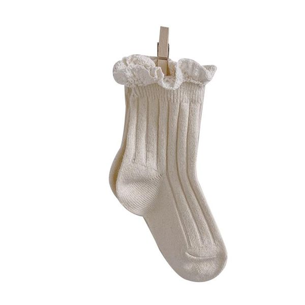 

baby lace trimming socks solid color cotton cute medium tube summer for girl, Pink;yellow