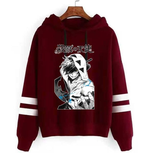 Hot Anime Angels of Death Stampa Moda Pullover Top Manica lunga Casual Allentato Felpa con cappuccio unisex Y0804