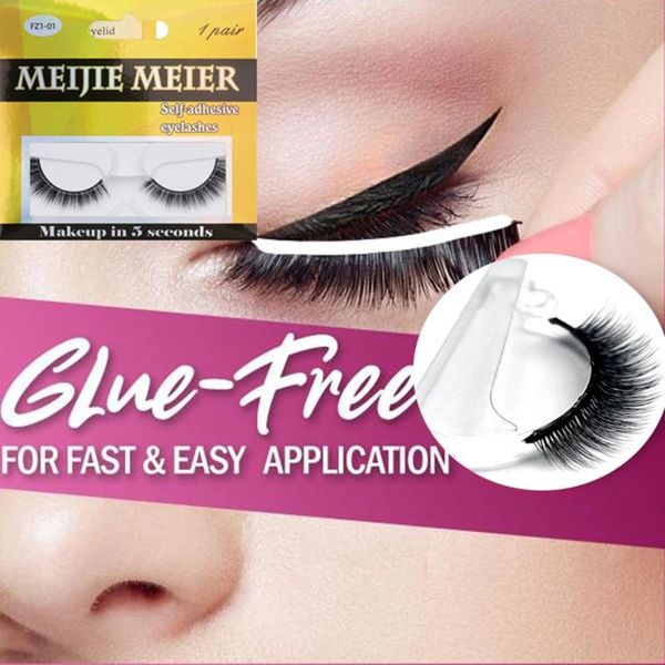 

false eyelashes skonhed 1 pair self-adhesive 3d faux mink hair no glue required reusable lashes wispy fluffy eye makeup tools