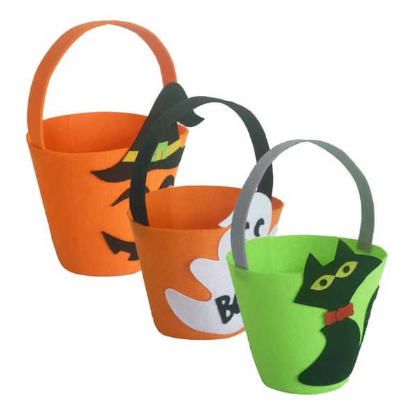 

gift wrap halloween felt fabric bag trick or treat candy bucket with handle party costumes supplies decorations