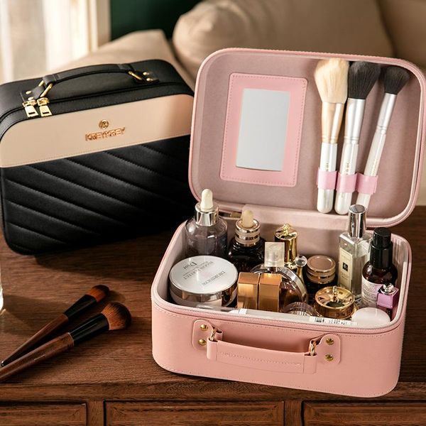 

cosmetic bags & cases bag makeup organizer box vanity make up storage travel portable toiletry case skin care black zipper pouch