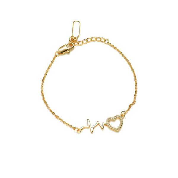 

link, chain romantic heartbeat inlaid with zircon bracelet, Black
