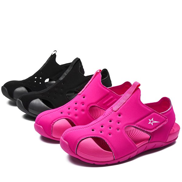 

children's new hollow solid color apakowa baby toddler boy sneakers kids girls beach shoes q1116, Black;red