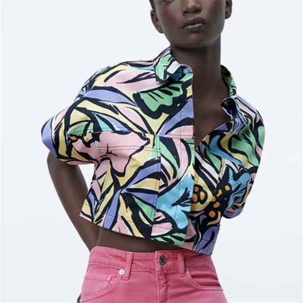 

za summer women blouses arrival floral printed shirts office lady female single breasted turn down collar 210422, White