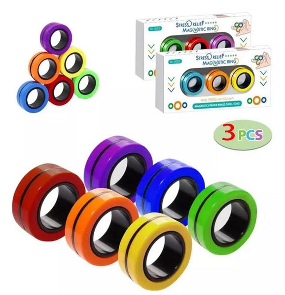 

us stock 3pc fidget toys magnetic bracelet ring unzip toy magic ring props tools decompression fidget toy magnet rings