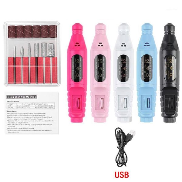

usb 20000 rpm electric nail drill machine for manicure milling cutters sander pedicure tools kit1