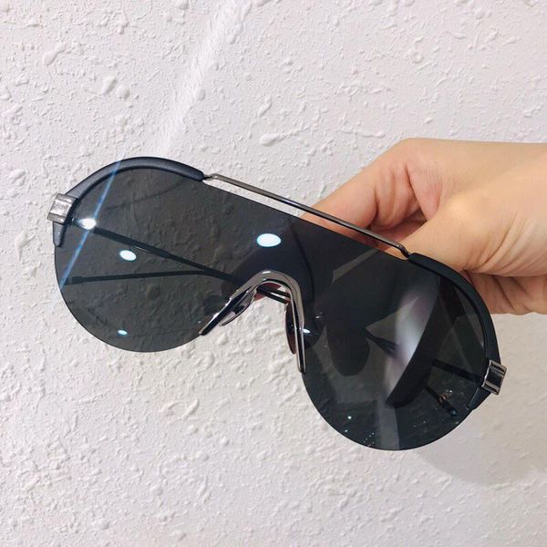 

sunglasses 072021 fashion onepiece half frame gradient women cover one piece goggle shades men with brand box, White;black