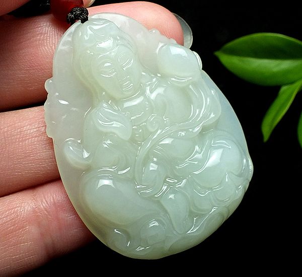 

natural hetian green jade pendant jade guanyin jade pendants necklaces brand men women jadeite jewelry necklace, Red;blue