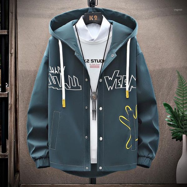 

men's jackets spring autumn 2021 men jacket fashion hooded casual coat print hip hop windbreaker size m-4xl drop, Black;brown