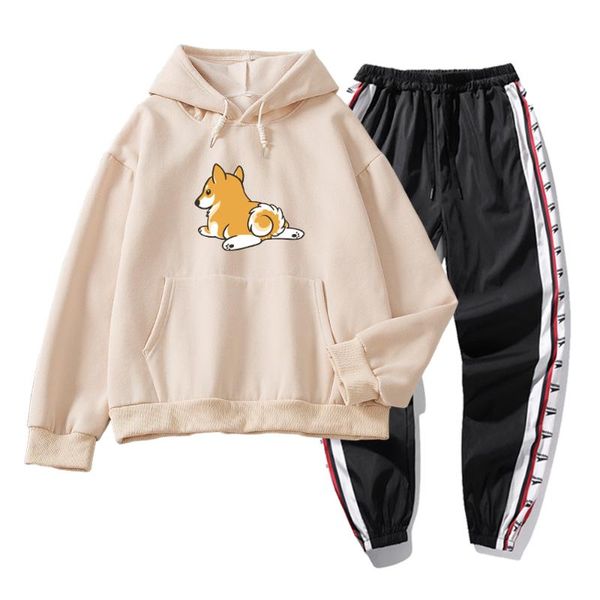 

women's hoodies & sweatshirts korean style oversized women cute shiba inu dog hoodie sweatershirt harajuku kawaii pullover girls autumn, Black