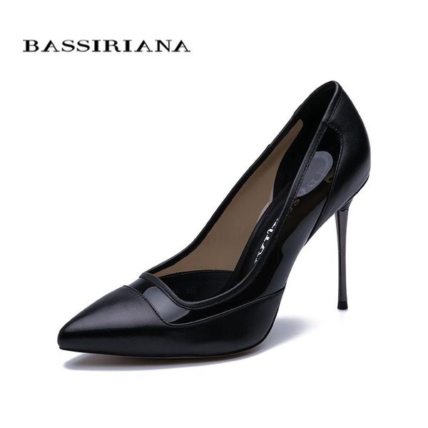 

dress shoes bassiriana leather women 2021 high heel black stitching patent pointed fashion heels stiletto