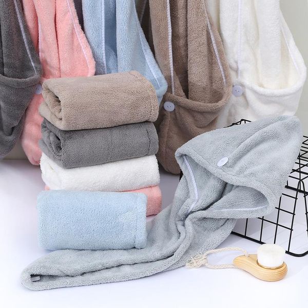 

towel fsislover coral fleece bathroom women thick microsoft fabric hair solid rapid drying