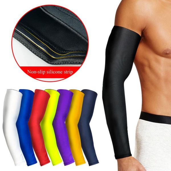 

1pcs cooling arm sleeves cover uv sun protection armband basketball golf athletic sport running compression sleeve elbow & knee pads, Black;gray