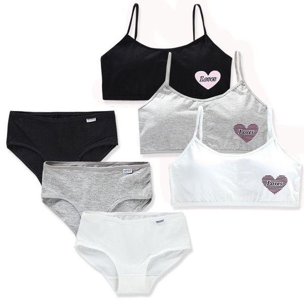 

yoga outfit 2021 teens girls sports bra puberty gym underwear wireless teenager briefs cotton young training set