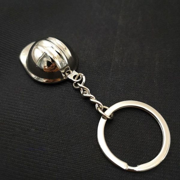 

keychains lovely mini metal helmet cute novelty ring for bag decoration household hanged adorn or car brooches, Silver