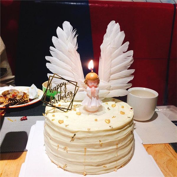

other event & party supplies 1pcs angel feather wing flag cake ers for wedding birthday baking dessert valentine's day decoration