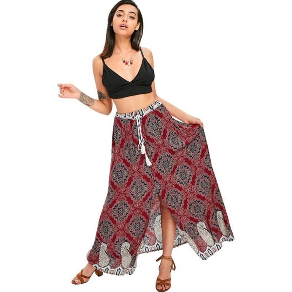 

skirts 2021 skirt women's european and american ethnic print elastic waist, Black