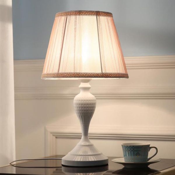 

table lamps modern led ceramic desk american style reading minimalist study room bedroom lights with fabric lampshade