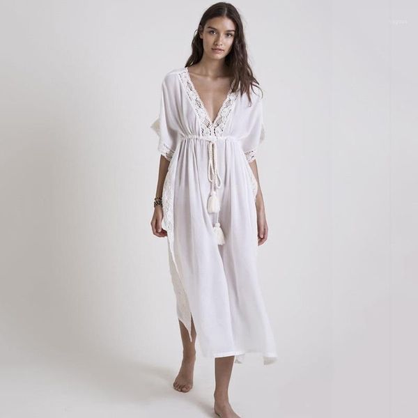 

swimsuit cover up100% rayon lace blouse loose beach dress holiday bikini maxi skirt up women's swimwear, White;black