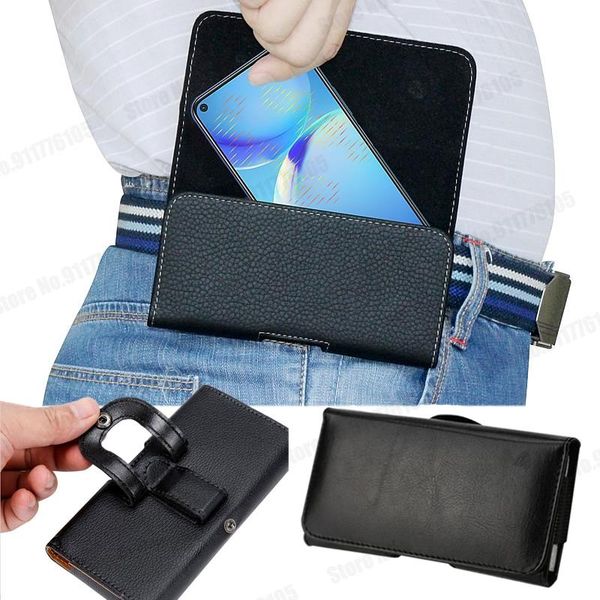 

cell phone pouches pu leather pouch for huawei p50 p40 nova 8 7 pro y9a y7a waist flip case mate 40 play 4t belt clip holster cover