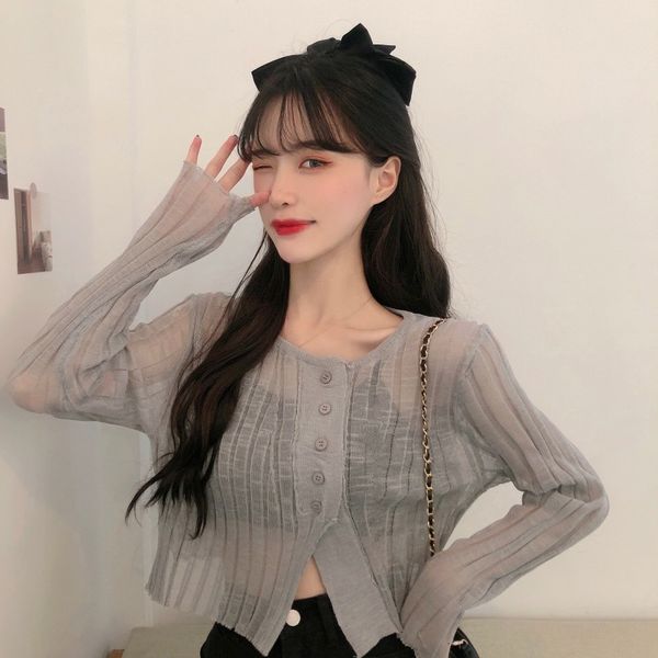 

women's knits & tees perspective thin knitted o-neck slim spring fall style women sweater fashion brand cardigans hipster lady crop lo, White