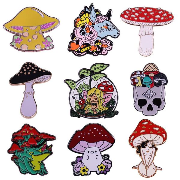 Pins, broches mágica natureza primavera espírito cogumelo esmalte pino amanita muscaria brocanhar floresta jóia