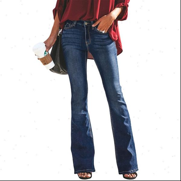 

autumn womens jeans winter high waist mom mujer flare for women denim skinny wide leg female pants plus size ladies, Blue