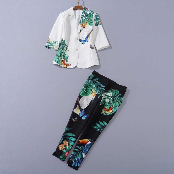 

women's two piece pants european and female american wear winter style 7 minutes of mango sequins sequined jacket cut-out pantsuit suit, White