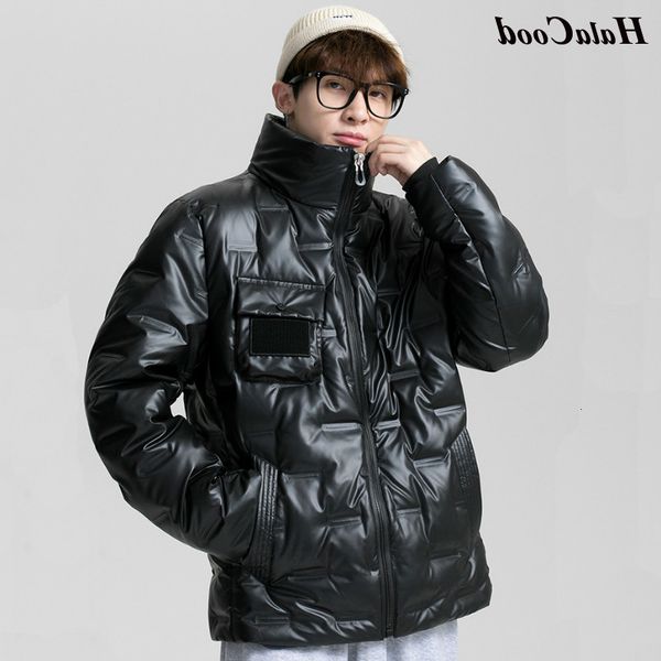 

halacood new fashion glossy down jacket men streetwear winter coats mens warm puffer high street male outerwear coat, Black