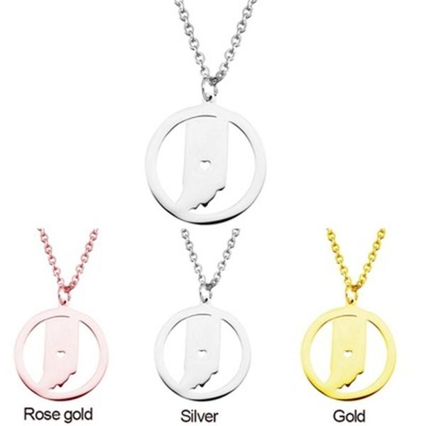 

pendant necklaces stylish personality usa map necklace indiana stainless steel 2021 women's jewelry, Silver