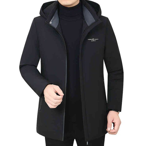 

new middle-aged elderly middle and long winter dad men's korean thickened warm cotton padded et, Black
