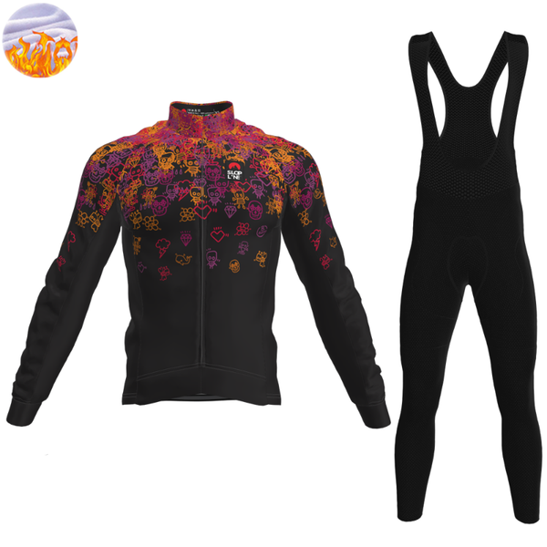 

racing sets 2021 arrivals slopline men's outdoor riding bike mtb keep warm clothes winter thermal fleece long sleeve cycling jersey set, Black;blue