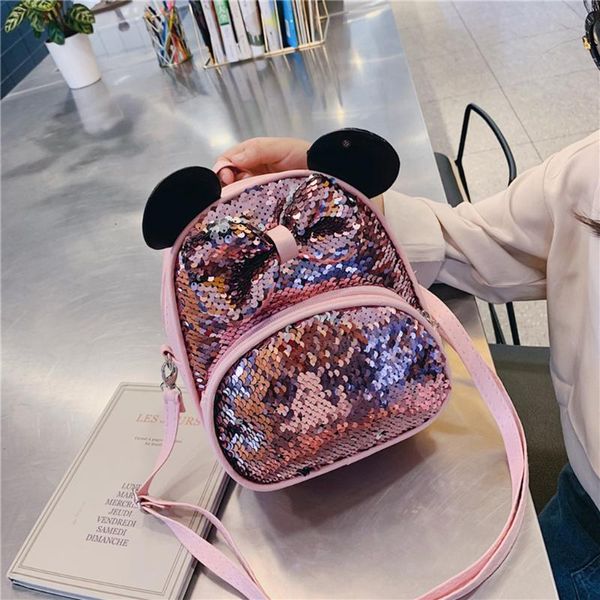 

kids cartoon school backpack girls sequin travel shoulder bag hiking backpacks for cute mouse ear shaped small bags sac