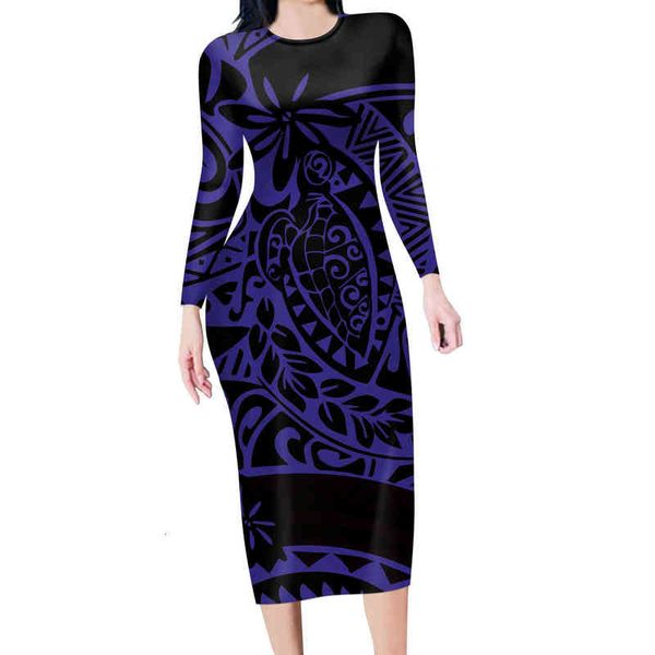 

long-sleeved dress skirt polynia long sleeve polynian national texture women's casual dress, Black;gray