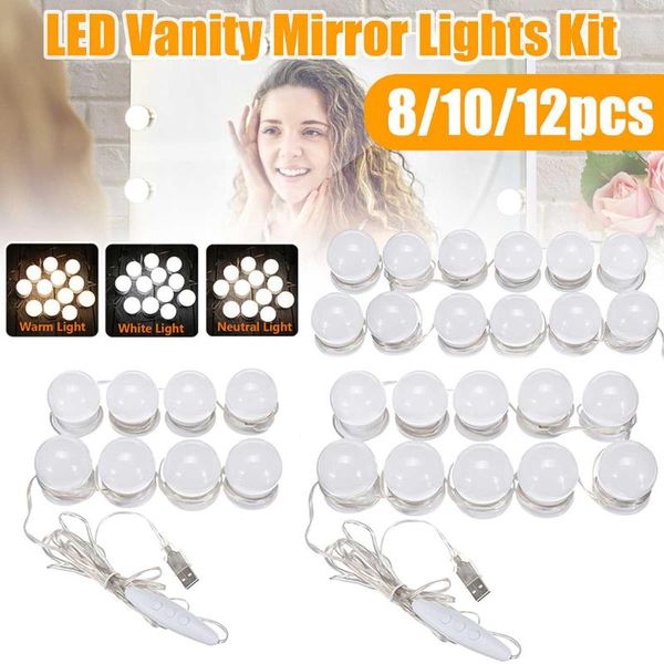

wall lamp 12v led makeup mirror usb dimmable hollywood vanity light bulbs kit for dressing table diy decoration