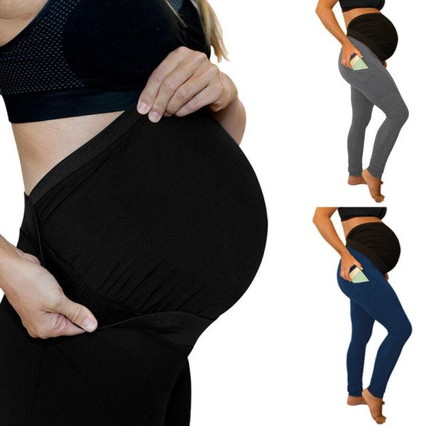 

maternity bottoms fashion women pregnancy adjustable waist comfortable seamless yoga leggings, White