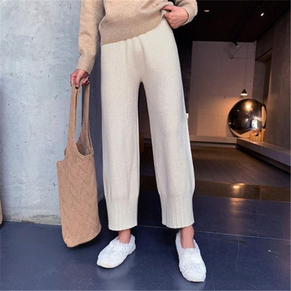 

autumn winter elastic women pant high waist straight loose thick velvet wide leg plus size cargo joggers solid d420, Black;white