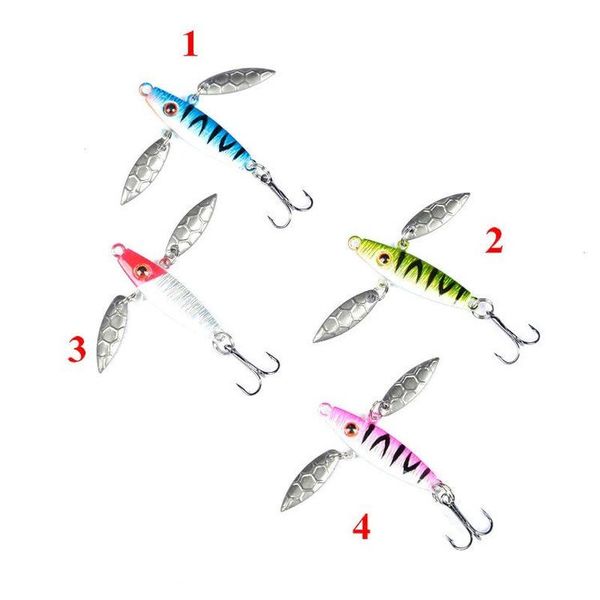 

fishing hooks 4 colors optional double piece ice hook lead lure 7g/50mm metal mini fish rotating sequins