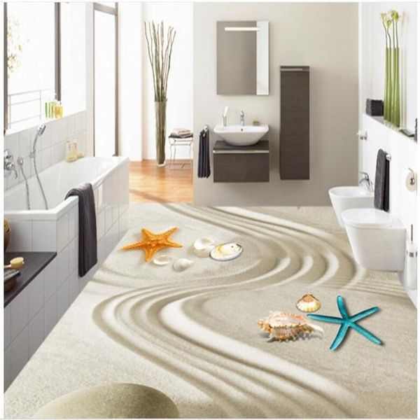 

wallpapers wellyu custom large-scale mural 3dpvc floor starfish shell beach sand spray paint pvc thick wear-resistant