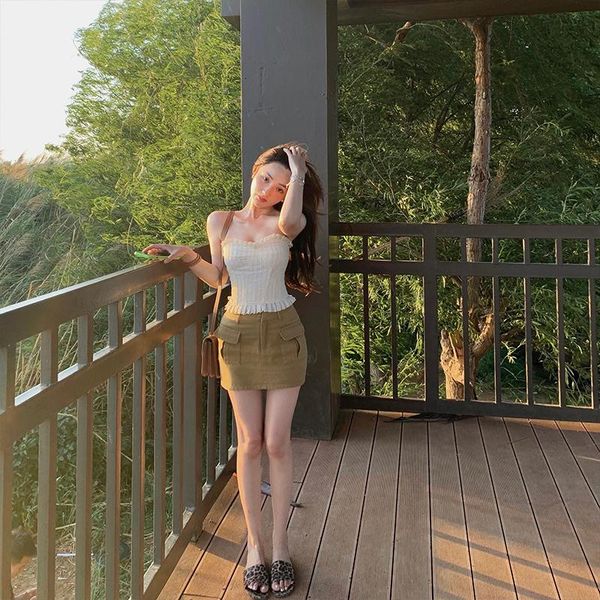 

skirts feikesi cool sister skirt (culottes)/ in the summer of 2021 women exposed package hip, Black