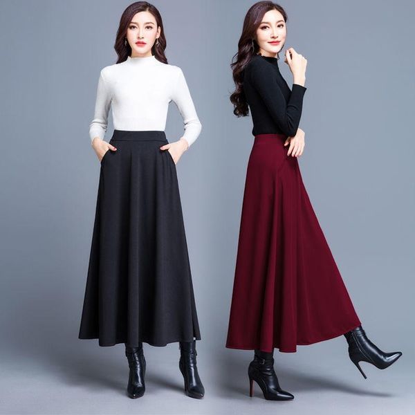 

skirts [with pocket] spring and autumn half length skirt medium high waist large swing women's versatile, Black