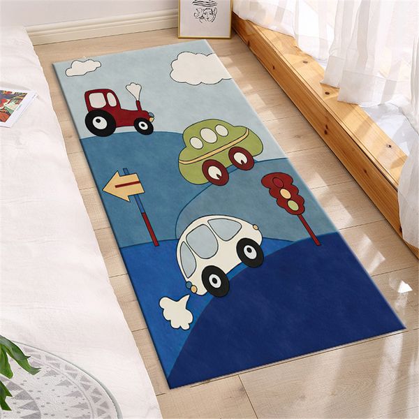 

cartton car mat child boy bedroom decor floor mat soft flannel bedisde mat nordic cute hallway bathroom non-slip