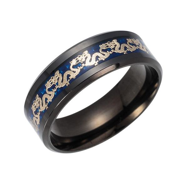 

wedding rings titanium steel dragon chain ring black and blue man's gifts band jewelry size 6-12, Slivery;golden