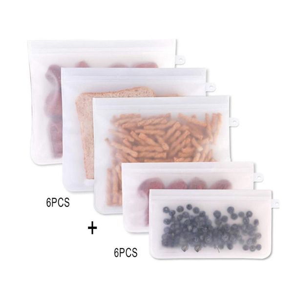 

storage bags 12 pcs/set self-sealing food preservation bag peva refrigerator sealed er durable pet liquid