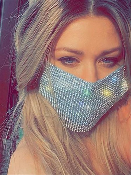 

women's new breathable rhinestone with bright fashion flash diamond mask