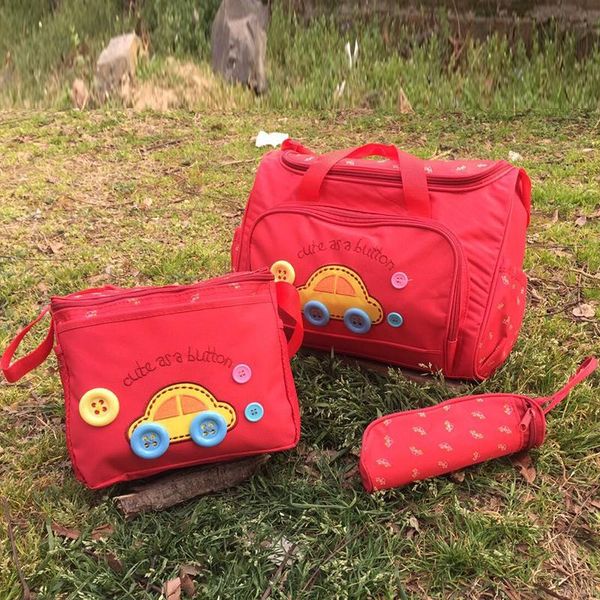 

multifunctional mummy bag baby diaper cartoon car pattern maternity care 3pcs/set bags