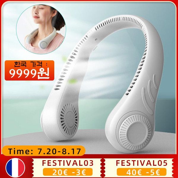 

electric fans neckband fan portable air conditioning cooler cooling neck 4000mah ventilador usb rechargeable