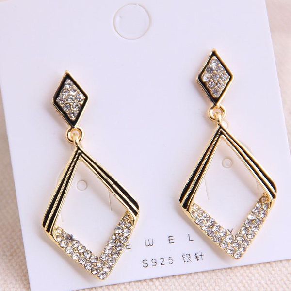 

trendy geometric earrings for women bijoux triangle circle white crystal earring statement jewelry gifts stud, Golden;silver