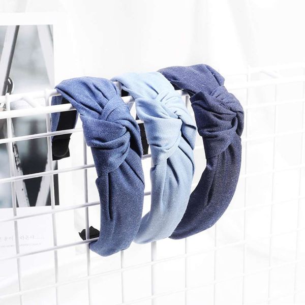 

net red ins style denim hair hoop classic knot head buckle goods, Silver